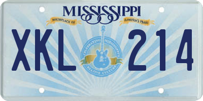 MS license plate XKL214