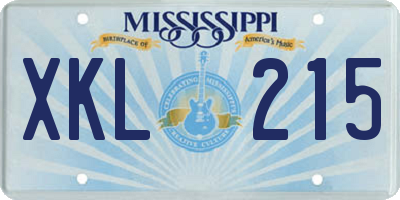 MS license plate XKL215