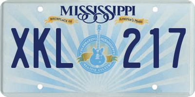 MS license plate XKL217