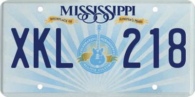 MS license plate XKL218