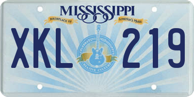 MS license plate XKL219