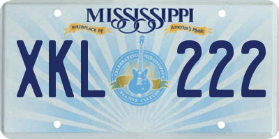 MS license plate XKL222