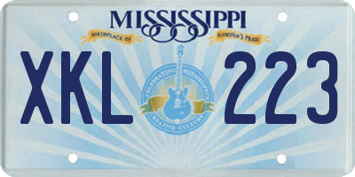MS license plate XKL223