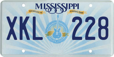 MS license plate XKL228