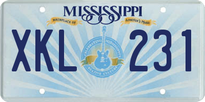MS license plate XKL231