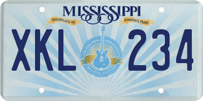 MS license plate XKL234