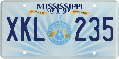 MS license plate XKL235