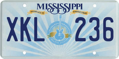 MS license plate XKL236