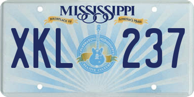 MS license plate XKL237