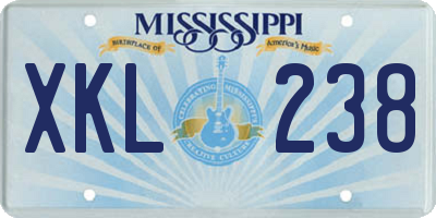 MS license plate XKL238