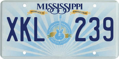 MS license plate XKL239