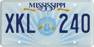 MS license plate XKL240