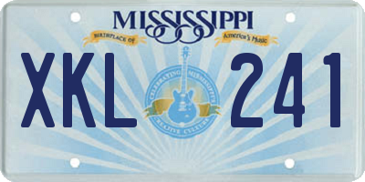 MS license plate XKL241