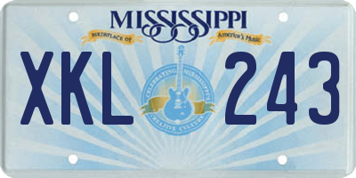 MS license plate XKL243
