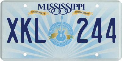 MS license plate XKL244