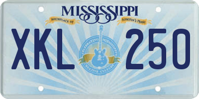 MS license plate XKL250