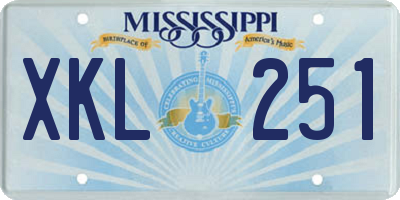 MS license plate XKL251