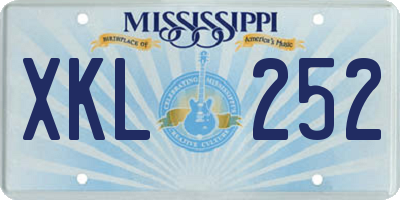 MS license plate XKL252
