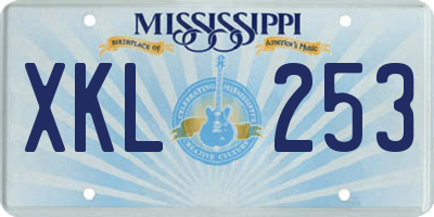 MS license plate XKL253