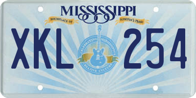 MS license plate XKL254
