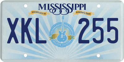 MS license plate XKL255
