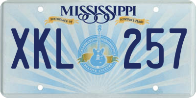 MS license plate XKL257