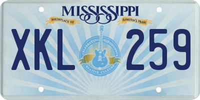 MS license plate XKL259