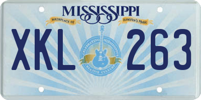 MS license plate XKL263