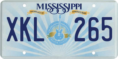 MS license plate XKL265