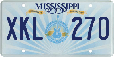 MS license plate XKL270