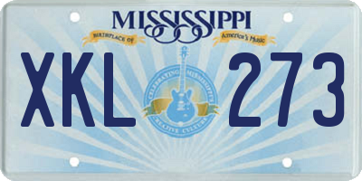 MS license plate XKL273