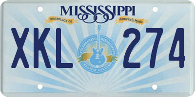 MS license plate XKL274