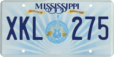 MS license plate XKL275