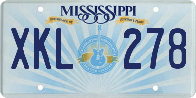 MS license plate XKL278