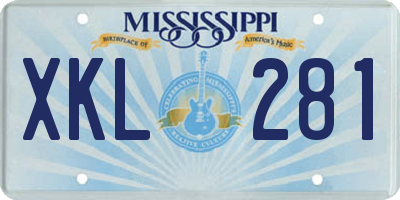 MS license plate XKL281