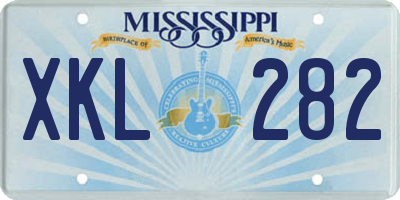 MS license plate XKL282