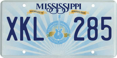 MS license plate XKL285