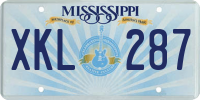 MS license plate XKL287