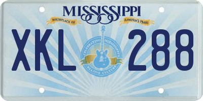 MS license plate XKL288