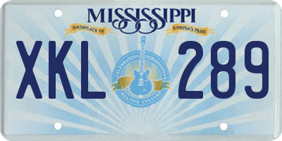 MS license plate XKL289