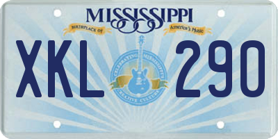 MS license plate XKL290