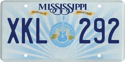 MS license plate XKL292