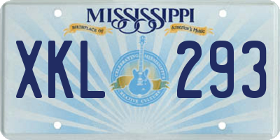 MS license plate XKL293