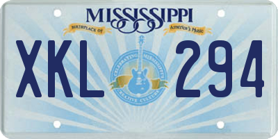 MS license plate XKL294