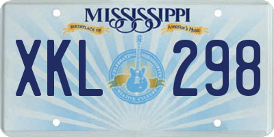 MS license plate XKL298