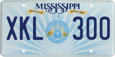 MS license plate XKL300