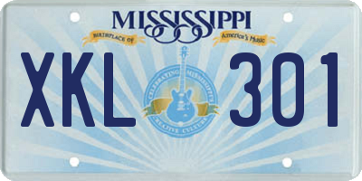 MS license plate XKL301
