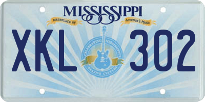 MS license plate XKL302