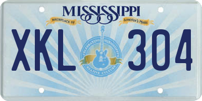 MS license plate XKL304