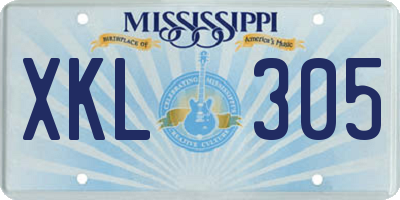 MS license plate XKL305